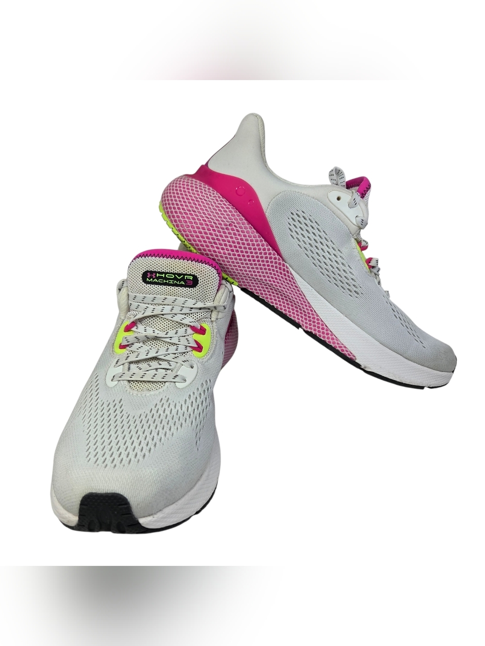 Under Armour Women's White Pink Neon Yellow Running Shoes